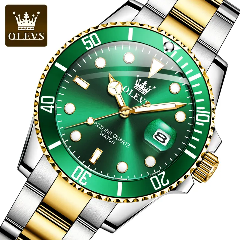 Olevs 5885 Fashion Mannen Quartz Horloge Luxe Merk Big Dial Analoge Horloge Waterbestendig Functie Legering Klok