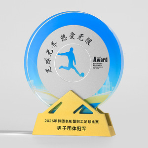 Trophée en cristal gravé au laser, récompense personnalisée pour la reconnaissance des employés, partenaire commercial, Championnat de football 2026 - Product Image 3