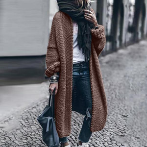 Cárdigan de punto grueso de <span class=keywords><strong>invierno</strong></span> de talla grande para <span class=keywords><strong>mujer</strong></span>, abrigo de suéter extragrande de punto grueso, cárdigan largo de punto de ganchillo pesado - Product Image 4