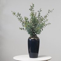 Daun Eucalyptus Buatan PVC Sentuhan Realistis Gaya Nordik, Cabang Panjang, Tanaman Hias Lanskap, Hijauan Indoor/Outdoor, Dedaunan Pohon Uang