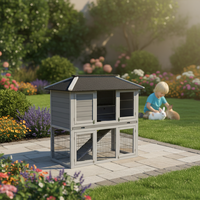 Maison de lapin en bois imperméable Cage à lapin de jardin à deux étages avec maille solide