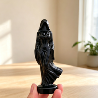 Statue en pierre sculptée à la main, figurine de sorcière moderne en cristal naturel, symbiose pieuvre-tortue, décoration d'autel, Feng Shui, vente en gros