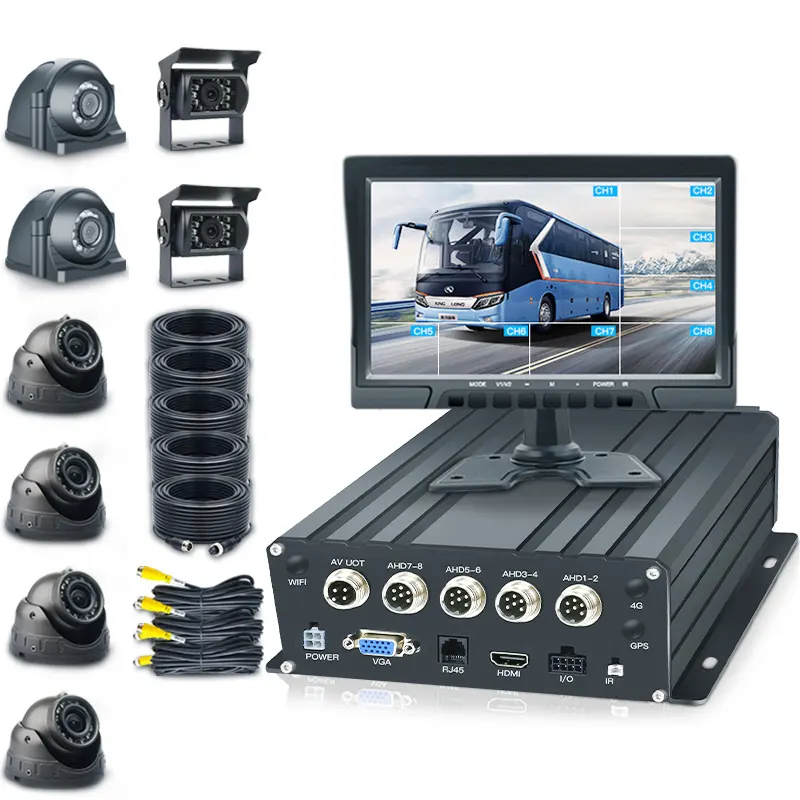 School Bus Truck Support 2TB 1080P DVR Camera System 8CH ai mdvr With 10.1 Inch cctv 4ch mdvr Monitor mobile car 4g gps mdvr