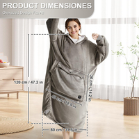 Couverture chauffante portable personnalisée avec capuche et manches, en sherpa doux et chaud, pour l'hiver, la maison et l'extérieur