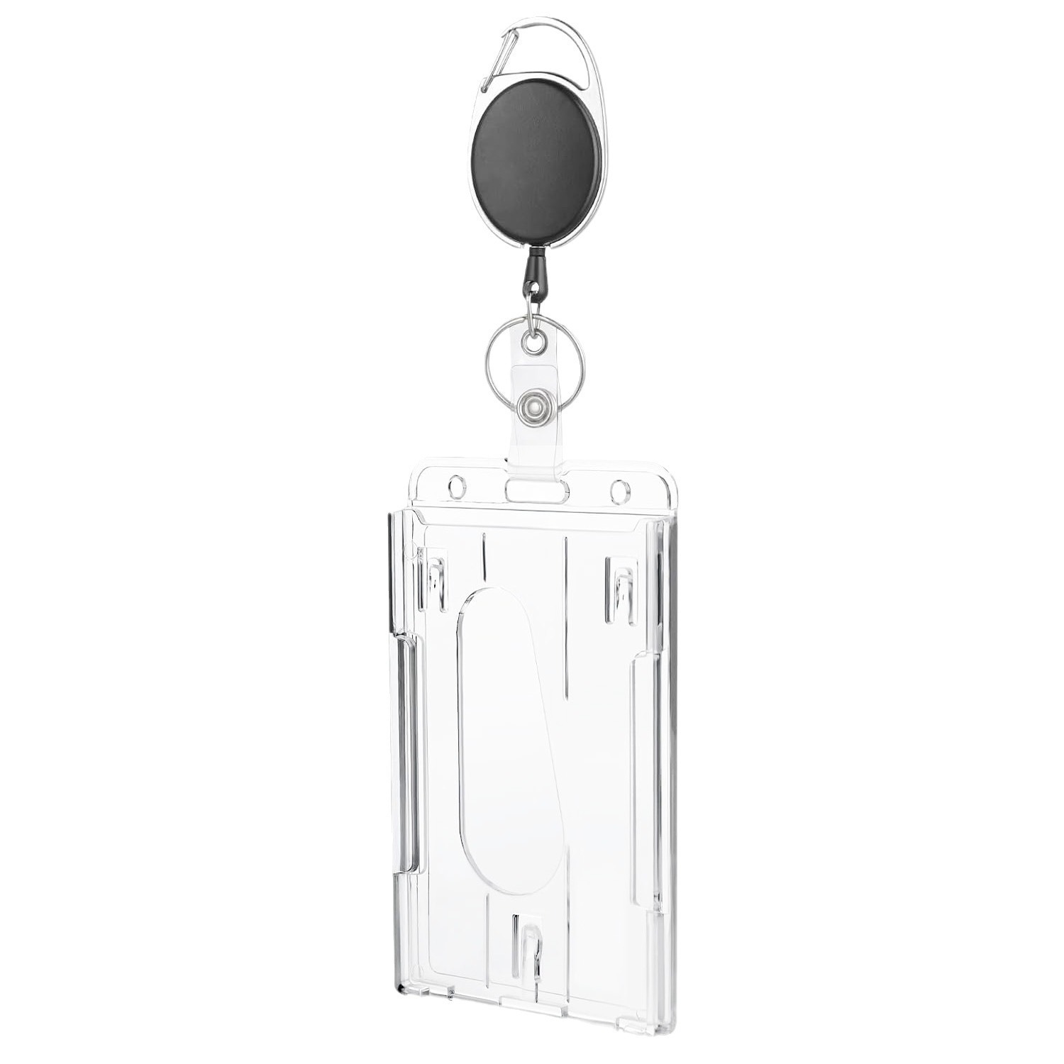 Hot Sale Easy-to-Pull Oval Egg Type PS ID Card Holder with Transparent Dual-Purpose Buckle Telescopic Feature Satin Lanyards Image 2