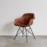 Chaise de salle à manger industrielle en métal véritable, style vintage, couleur naturelle/marron, AKKU ART AKM-030, pour restaurant, hôtel, cuisine et usage domestique
