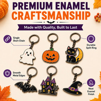 Porte-clés métalliques personnalisés OEM pour Halloween, vente en gros, porte-clés en alliage de zinc émaillé, logo personnalisé, cadeaux de fête, porte-clés personnalisés