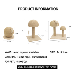 Fabricante al por mayor diseño de setas Bola de sisal rascador para gatos - Product Image 3