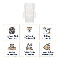 Dames Hollow Out Bikini Cover-ups Strandjurk Dames V-hals Mouwloos Gehaakt Badpak Cover-up Strandkleding Vakantiekleding