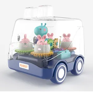 Funny baby lovely animal pet car small plastic friction gear toy for kid