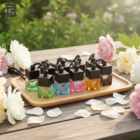 Flacon diffuseur de voiture vide en verre carré de 8 ml avec cordelette et bouchon à vis pour parfum et aromathérapie, noir