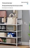 Meilleures ventes en gros 2024 : Étagère de rangement sur pied en fer pour vêtements et sacs, pliable, avec porte-chaussures et crochets pour chambre et dortoir