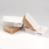Plateau de service en papier épais blanc personnalisé avec logo pour poulet frit, conteneur de restauration rapide, plateau à hot-dogs à emporter, boîte à lunch