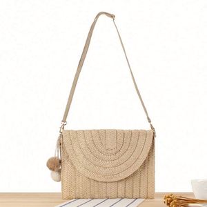 Summer Women Handmade National Portable Water Resistant USB <b>Small</b> Woven Paper Crossbody Single Shoulder Bag for Seaside Vacation - Product Image 4