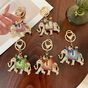 레트로 에나멜 태국 코끼리 열쇠 고리 라인 석 코끼리 자동차 열쇠 고리 도매