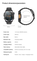 Montre connectée de sport étanche HD300 3ATM avec écran AMOLED de 1,43 pouce, batterie de 530 mAh, appels Bluetooth, pour hommes 2026