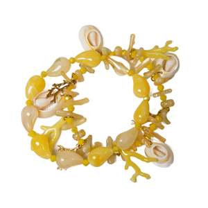 Fashion <b>Beaded</b> <b>Bracelet</b> 316L Stainless Steel PVD <b>Gold</b> Plating Sustainable Resistant Yellow Shell Coral Design - Product Image 1