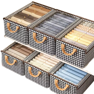 Caja de almacenamiento de <span class=keywords><strong>ropa</strong></span> plegable rectangular con tapa de más de 35L de capacidad para almacenamiento de guardarropa y pantalones domésticos - Product Image 1