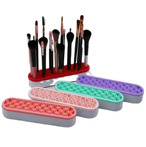 Cosmetic Box Tabletop Makeup Brush Tool Silicone Storage Bucket Bag Rubber Storage