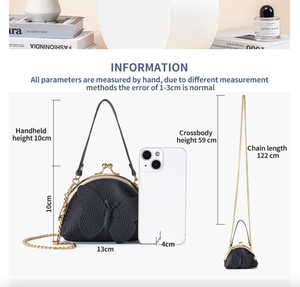 Sac Ando en cuir de vache véritable, mini porte-monnaie, sac bandoulière à chaîne avec fermoir papillon - Product Image 4