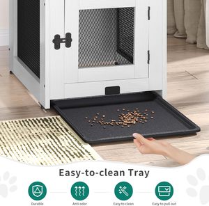 ZJH eco-friendly in legno cassa per cani mobili con doppio caricatore USB chiusura del cuscino del vassoio di chiusura tavolo per cani di piccola taglia bianco - Product Image 5