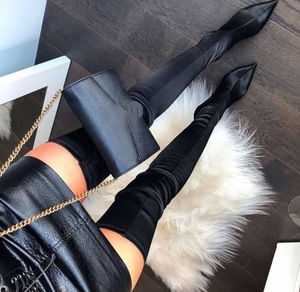 Botas Largas Elastic Material Large Size Stiletto Heel MOQ 1 Pair Long Thigh Over the Knee High <b>Boots</b> for Women - Product Image 6
