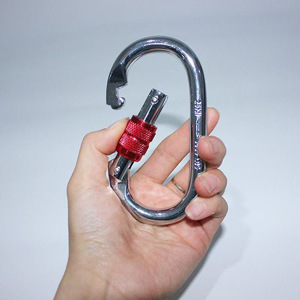 Oval Safety Carabiner 25 Kn Stainless Steel Red Locking Outdoor Climbing Connecting <b>Hook</b> - Product Image 2