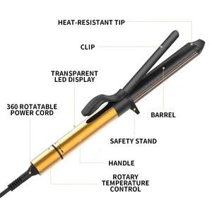 Hair Curling Iron Double PTC Electroplating Titanium Smoothing Roller Hair Curler Rotary Switch Temperature Transparent LCD Display Curling Iron