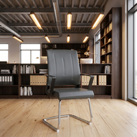 Chaise de bureau en cuir PU de style design moderne avec cadre en aluminium et siège pivotant pour la maison, le bureau, l'école, l'hôpital, l'hôtel