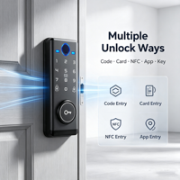 Serrure de porte intelligente biométrique à empreintes digitales, compatible WiFi, application Tuya, modes de déverrouillage multiples, clavier, portes en aluminium/bois, utilisation à domicile/hôtel