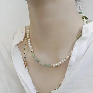 Collier ras du cou en argent sterling 925, perle naturelle, cristal de jade, bijoux en cristal spirituel