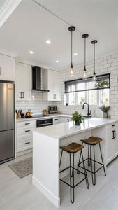 Gabinetes de Lujo Azul-Blanco Todo en Uno para Espacios Amplios de Villas, Lavavajillas Integrado, Isla de Metal, Amplio Almacenamiento, Mejora el Estilo del Espacio - Product Image 3