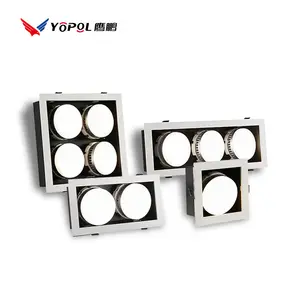 Recessed Gx53 Downlight Adjustable Cob Spotlights Square Rectangle Single Double 3 4 Head Dimmable Gx53 Socket Ceil Lamp