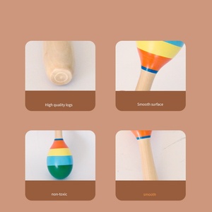 Maracas en bois colorées pour enfants, instrument de percussion Orff, jouet musical rythmique, maracas à secouer, vente en gros - Product Image 5