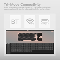 Keyboard Mekanik Nirkabel WOBKEY Rainy75 Baru dengan Casing Aluminium CNC, Gasket Mount, Tri-Mode, RGB, Hot Swap, QMK VIA untuk Gaming PC