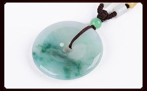 Mặt dây chuyền khó<span class=keywords><strong>a</strong></span> an toàn ngọc bích tự nhiên Myanmar, ngọc <span class=keywords><strong>Jadeite</strong></span> hạng <span class=keywords><strong>A</strong></span>, hoa xanh nổi, dành cho nam và nữ - Product Image 3