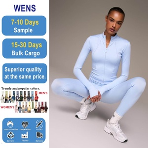 ชุดโยคะ Y2K แบบสั่งทำ 2 ชิ้นสำหรับผู้หญิง เสื้อแจ็คเก็ตโยคะแขนยาวแบบซิป & กางเกงเลกกิ้งเอวยางยืด ชุดออกกำลังกายไซส์ใหญ่ - Product Image 1