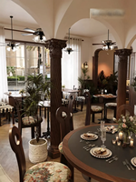 Ensemble de tables et chaises modulaires de luxe pour restaurant commercial, design français OEM, pour cafétéria, traiteur, mariage, banquet