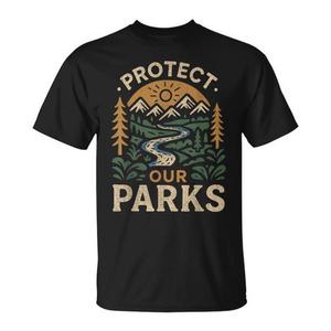 Protect Our Parks Mountain T-Shirt Design vintage sur le thème de la nature en plein air - Product Image 1