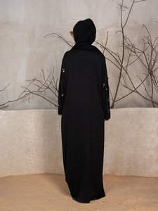 Vêtements pour femmes, best-seller, robe musulmane Abaya en polyester brodé, hijab, kimono, robe de mariage, Eid, manches longues, ample, style arabe, Dubaï - Product Image 5