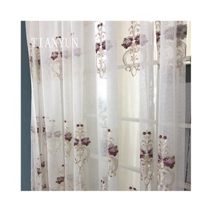 Décoration d'intérieur, rideau en voile semi-transparent <span class=keywords><strong>à</strong></span> fleurs brodées tissées pour la maison - Product Image 1