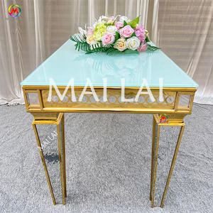 거울 유리 골드 호텔 연회 파티 가구 스테인레스 스틸 직사각형 웨딩 테이블 - Product Image 3