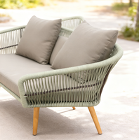Ensemble de canapés d'extérieur en corde tressée 4 pièces, mobilier de conversation de jardin avec table basse pour jardin, villa, cour arrière