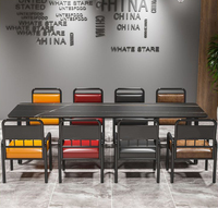 Tables et chaises de style industriel KSL pour restaurants avec sièges rembourrés, plateau de table en marbre artificiel, meubles pour cafés et bars de nuit