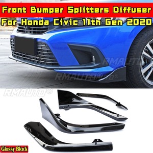For Honda Civic 11th Gen 2022 Body Kit Front Bumper <b>Lip</b> <b>Splitters</b> Diffuse Carbon Fiber Look Sport Style Car Accessories - Product Image 2