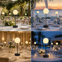 Lampe de table globe moderne sans fil rechargeable LED à intensité variable double température pour chambre à coucher, bureau, décoration Art Déco, chevet, en métal