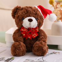 2025 noël ours en peluche en peluche avec chapeau Super doux brodé petit cadeau en gros PP coton rempli
