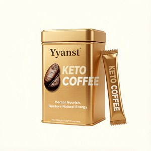 Café Keto Instantané Herbal Nourish Restore Énergie Naturelle Produits OEM Vente en Gros 10g*10 Sachets Boîte Métallique Dorée - Product Image 1