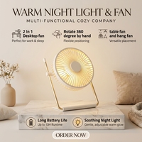 Ventilateur de table portable USB 2025 réglable, longue durée, rafraîchissant, rechargeable avec lumière LED pour l'été
