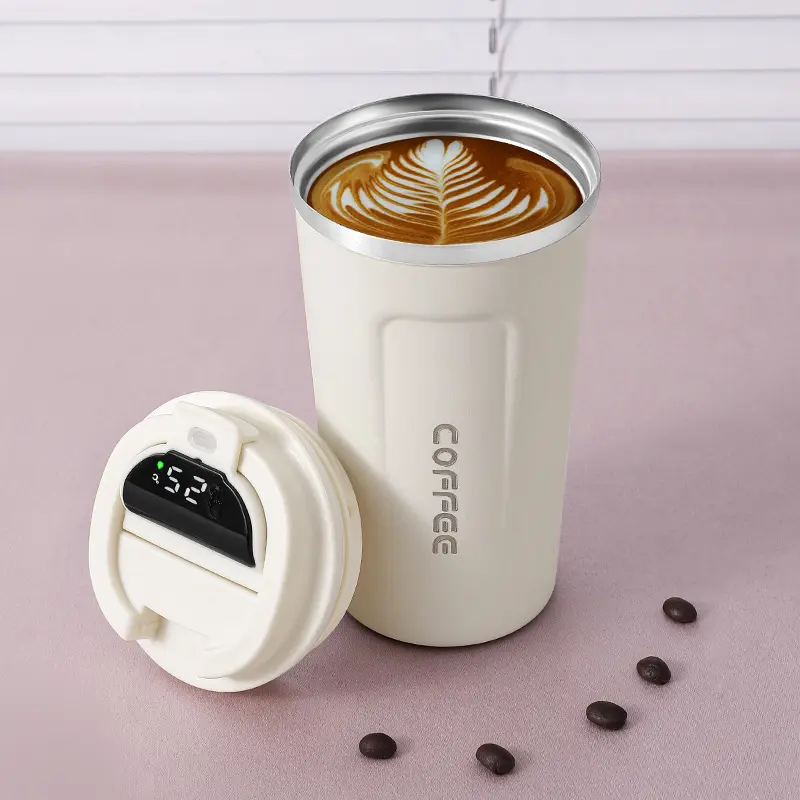 OEM Custom Logo Printed Temperature Control Display Stainless Steel Double Wall Thermos Coffee Cups Smart Travel Coffee Mugs